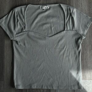 Women's Square Neck Ribbed Top - Light teal